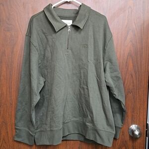 Hudson North Size XXL Olive Green French Terry 1/4 Zip Pullover Sweater